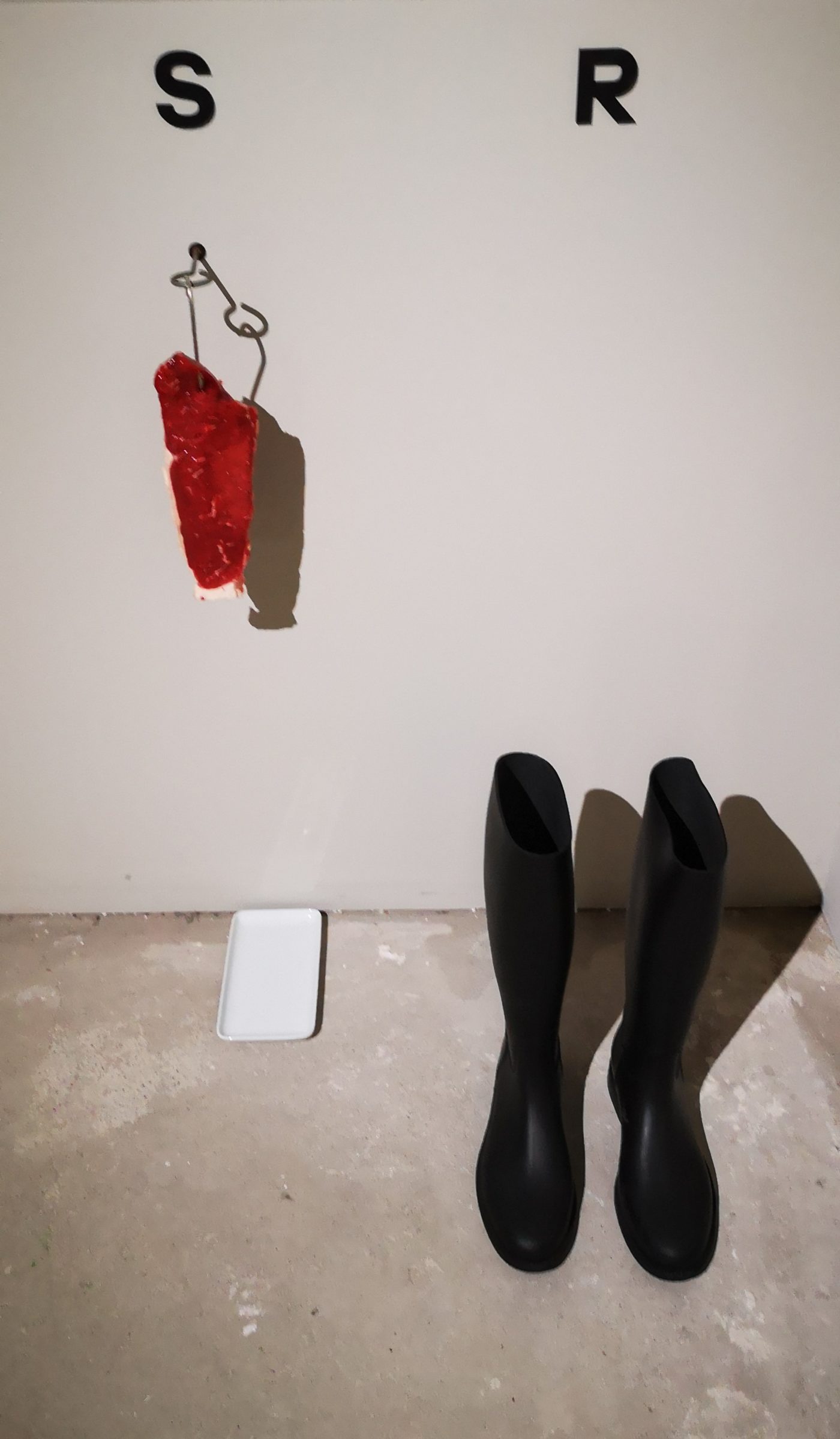 F/Q, Ho steso un lenzuolo per terra, Installation view, FuturDome, January 2020, courtesy F/Q 